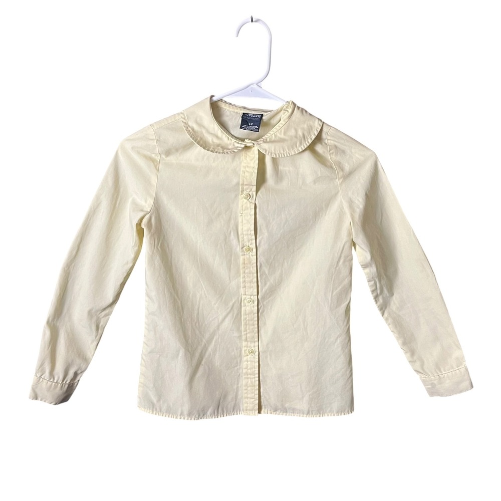 French Toast Long Sleeve Peter Pan Collar Shirt Girls 12 Yellow School Uniform - Picture 12 of 16